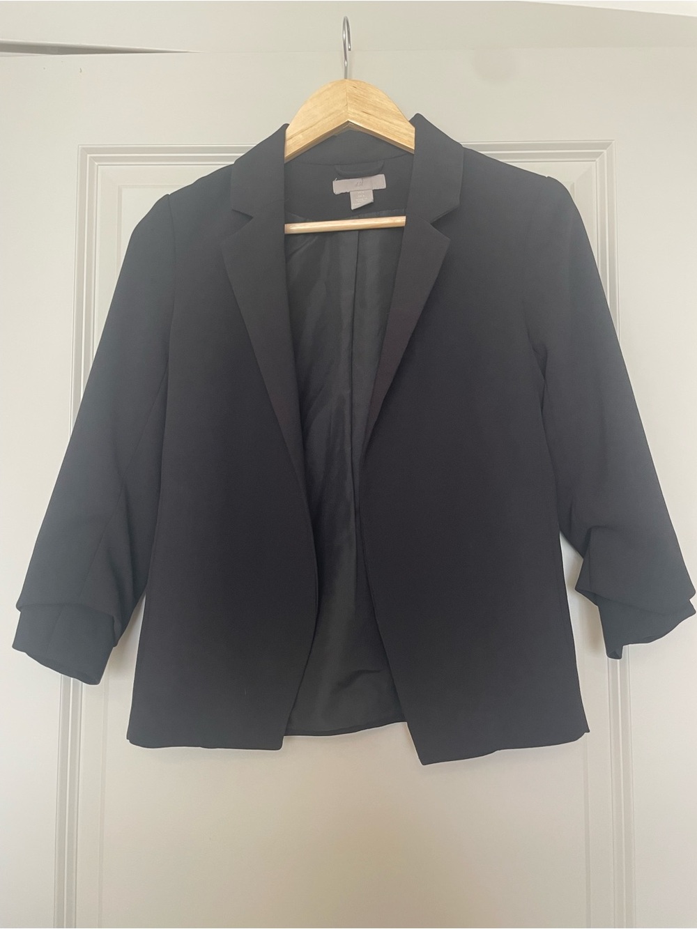 H&M Black Open-Front Blazer with Rolled Sleeves